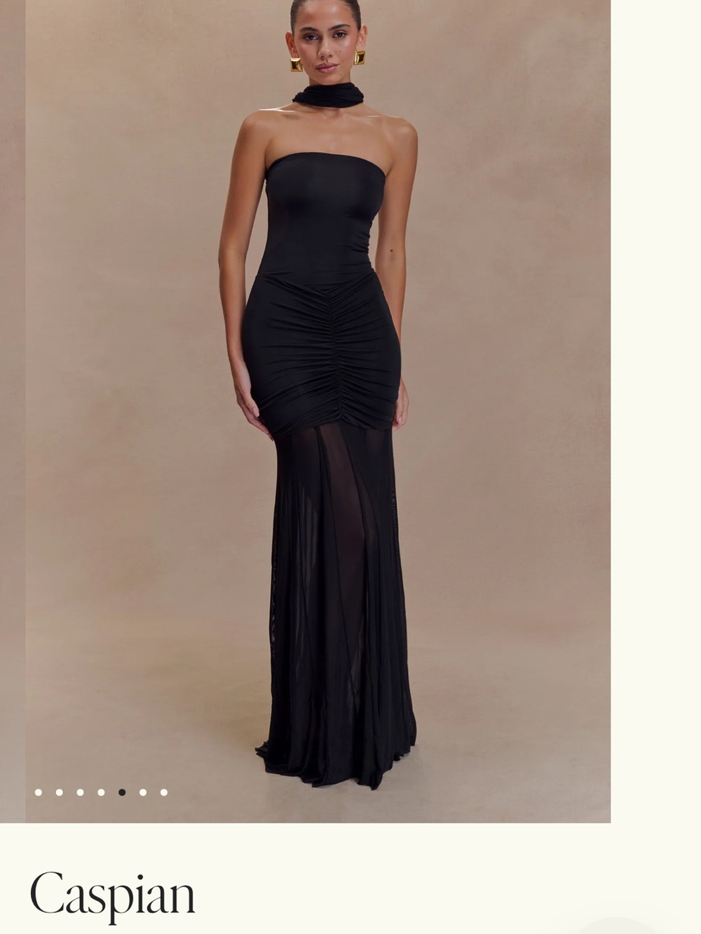 Meshki Black One-Shoulder Ruched Mesh Gown - Picture 5 of 7